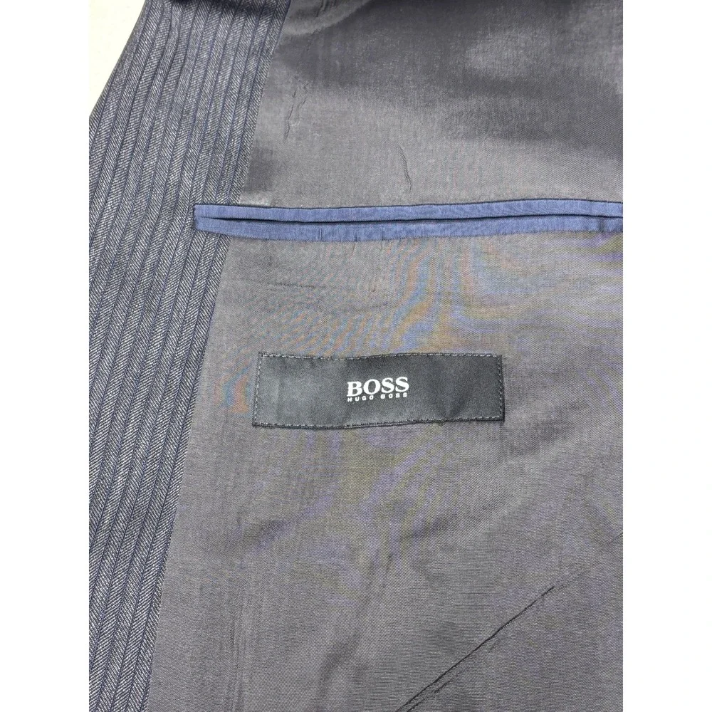 Hugo Boss The Grand Central Mens 44L Pinstripe  Grey 2 Button Suit‎ W38xL35